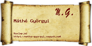 Máthé Györgyi névjegykártya